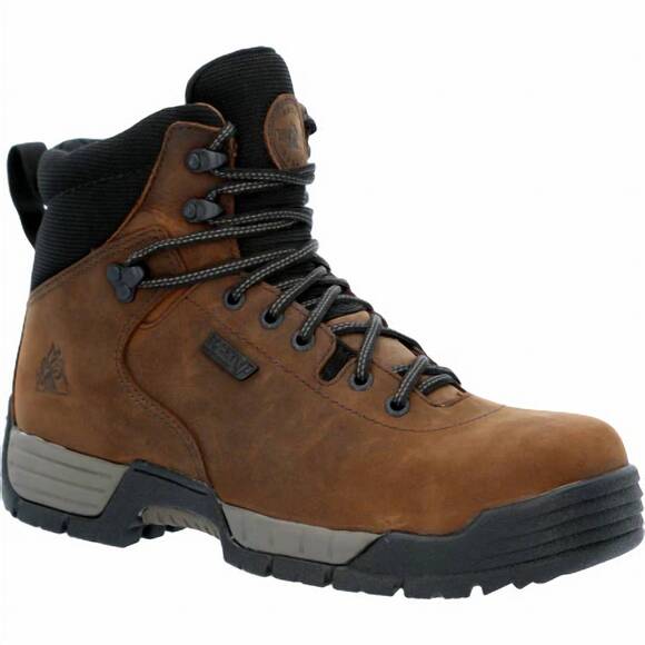 NEW ROCKY men\'s mobilite composite waterproof work boot in brown main image 4